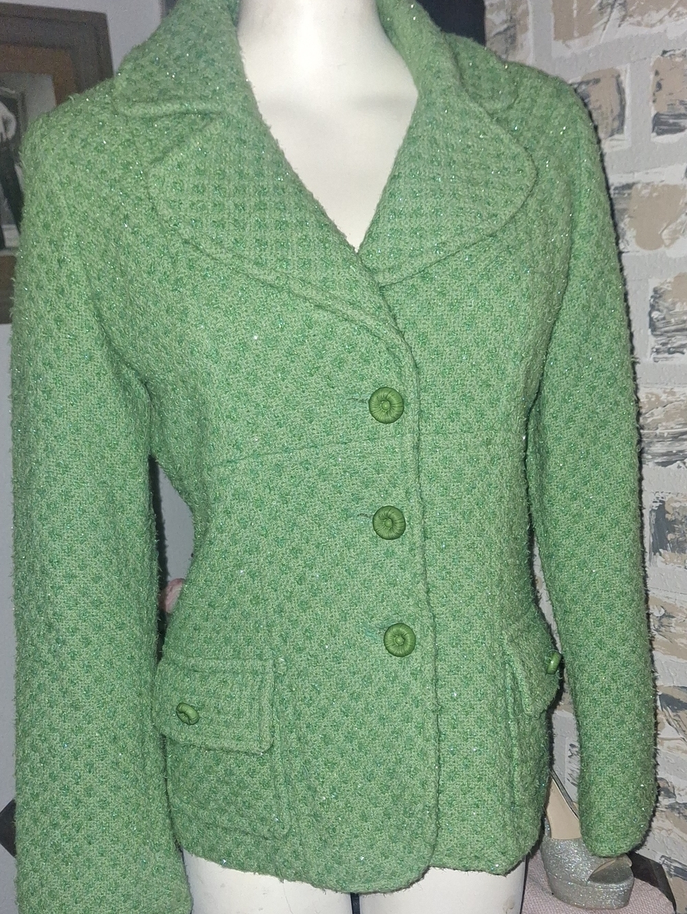 Marciano Green Textured Blazer Jacket